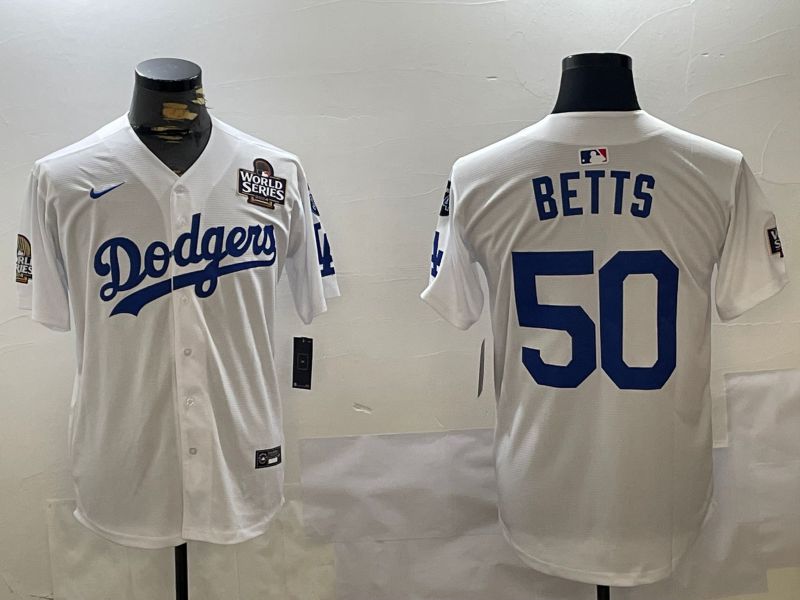 Men Los Angeles Dodgers #50 Betts White Game 2024 Nike MLB Jersey style 11201->los angeles dodgers->MLB Jersey